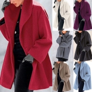 Fashion Solid Color Long Sleeve Lapel Overcoat