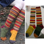 Fashion Contrast Color Rainbow Knee-length Socks