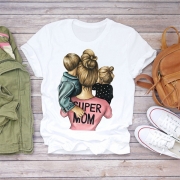 Casual Super Mom Shirt with Short Sleeve Round Neck Women's T-shirt