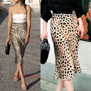 Fashion High Waist Slim Fit All-match Leopard Printed Skirt