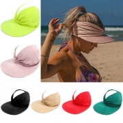 Fashion Solid Color Wide-brim Elastic Hollow Sun Hat