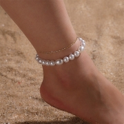 Simple Style Pearl Anklet Set 2 pcs/Set