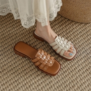 Vintage Crosshatch Faux Leather Sandals