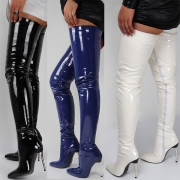 Sexy High-heeled Pointed-toe Side-zipper Thigh-High  Boots