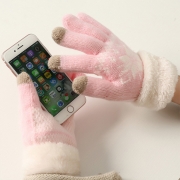 Fashion Snowflake Pattern Plush Spliced  Knitted Touchscreen Warm Gloves