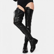 Lace up Side zip Low heel Over the Knee Boots