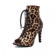 Leopard Stiletto High Heel Ankle Boots