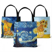 Starry Night Sunflowers Oil Painting Canvas Bag