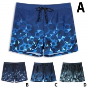 Fashion Comfortable Quick-dry Gradient Color Printed Drawstring Swimming Boxer Brief for Men