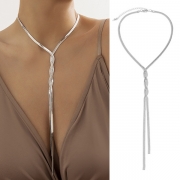 Fashion Chain Braid Tassel Necklace