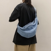 Simple Denim Shoulder Bag Casual Washed Ladies Shoulder Bag