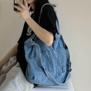 Denim Retro Messenger Bag Large Capacity Vintage Shoulder Bag