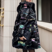 Loose Fit Winter Shiny Cotton Down Coat