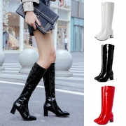 Fashion Artificial Leather Block Heeled Boots