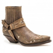 Low Heel Pointed Toe Burnished Strap Men's Knight Boots