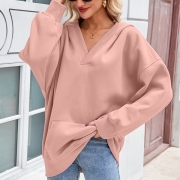 Casual V-neck Batwing Sleeve Hooded Sweatshirt