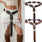 Bohemia Style Rivet O-ring Artificial Leather PU Belt
