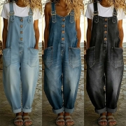 Women's Loose Casual Dungarees with Pockets