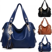 Elegant Solid Color Fringed Pendant Handbag Shoulder Bag