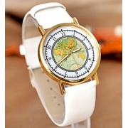 Unisex Boys Girls World Map Pattern Wrist Quartz Match 