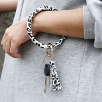 Fashion Leopard Printed Tassel Pendant Bracelet Key Chain