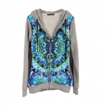 Pop Style Chic Geometric Figure Print Hooded Outerwear