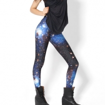 Beautiful Starry Night Elastic Leggings Skinny Pants Trousers 