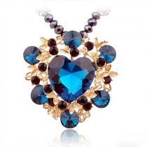 Retro Heart of Ocean Heart-shaped Crystal Pendant Necklace