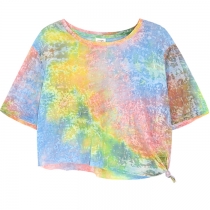 Cool Fluorescent Tie-Dye Gradient Color Irregular T-shirt