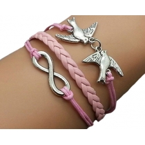 Pink Sweet Double Birdie Braided Friend Bracelet