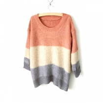 European Style Retro Stripe Print Knit Sweater