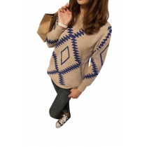 Pop Style Classical Diamond Check Knit Sweater