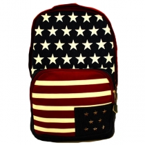 European Style Rivet American Flag Print Canvas Backpack