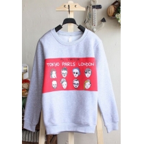 Lovely Cute Head Print Pullover Sweatshirt