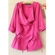 European Style Leisure Double Breast Pure Candy Color Trench Coat