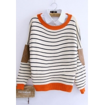 European Style Stripe Print Knit Sweater