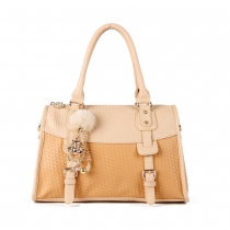 Elegant Contrast Color Bead Fringe Embossed Handbag Shoulder Bag