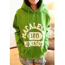 Hip-hop Style Contrast Color Letter Embroidered Hood Outerwear Sweatshirt