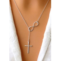 Romantic Antique Cross  with Infinite sign Pendant Chain Necklace