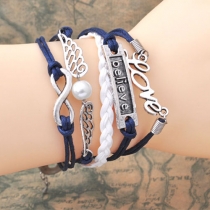 Antique Silver Pendants Multi-layers Blue String Bracelet Accessories