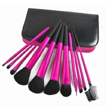Profession Beautiful Cosmetic Rose Red 11 PCS Makeup Brushes Set with Case Bag 