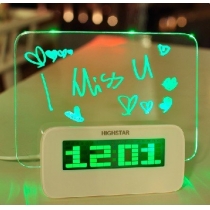 5 LED Message Board With Highlighter Digital Alarm Clock With 4 Port USB Hub
