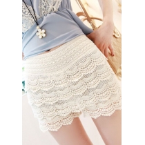 Sexy High Waist Solid Color Floral Crochet Lace Short Pants Trousers Shorts