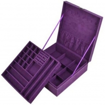 Purple two-layer lint jewelry box / organizer / display storage case with lock plus KLOUD cleaning cloth