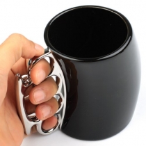 Brass Knuckle Duster Handle Cup Fist Gift Coffee Milk Ceramic Mug Creative Cup