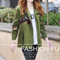 Chic Style Zipper-Front Drawstring Patch Pocket Jacket