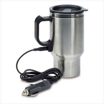 Stainless Steel Heated 12 Volt Travel Mug with Airtight Lid and Anti-  Spill Slider Cover