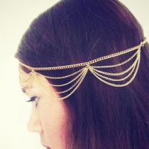 Elegant Vintage Fringed Tone Multi-layers Chain Hair Band Headband 