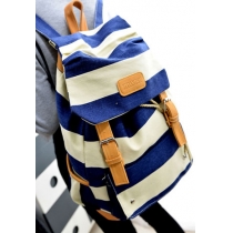 Navy Style Unisex Nautical Stripe School Travelling Bag Backpack Rucksack 