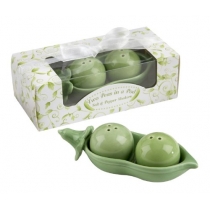 Two Peas in a Pod - Ceramic Salt & Pepper Shakers in Ivy Print Gift Box